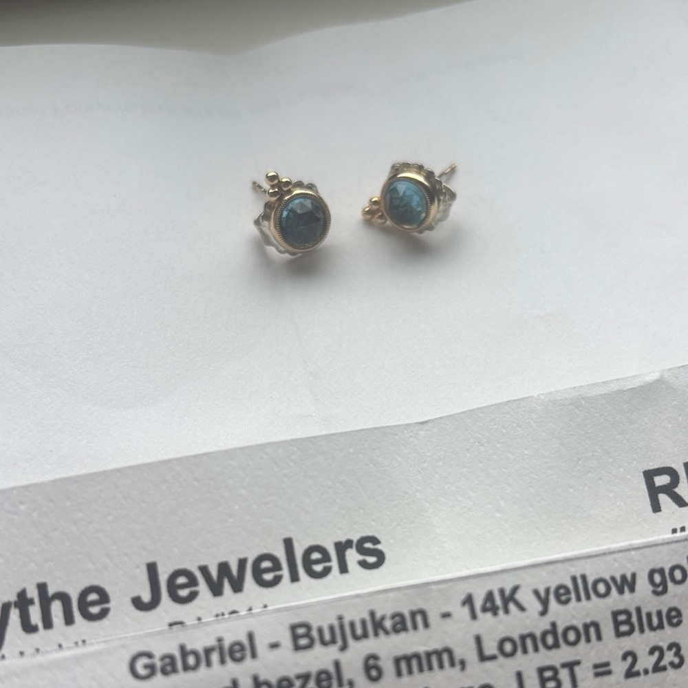 14K yellow gold round bezel earrings